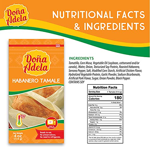 Doña Adela Tamale Ready to Eat - (Habanero, Pack 6)