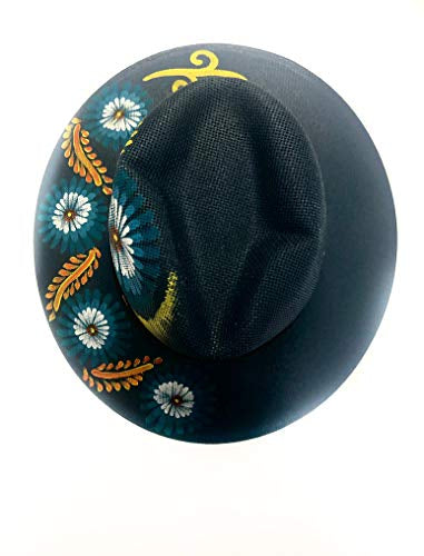 Handmade and Handpainted Chic Hats with real white palm -  One Size - Blue