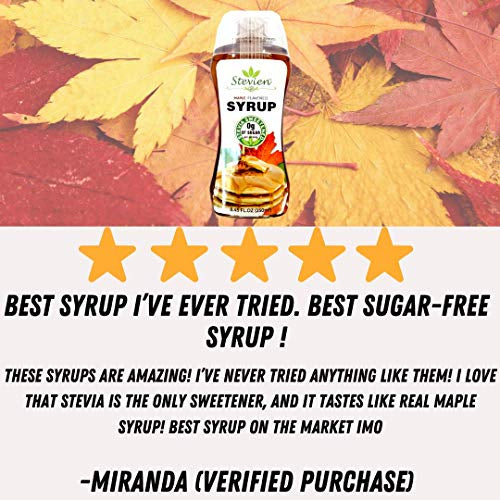 Stevien Keto Sugar Free Maple Syrup - Vegan - Low Carb - Gluten Free - Low Calorie - Sweetened with Organic Stevia - 3 Pack