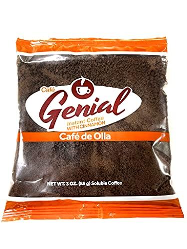 Cafe Genial Instant Coffee with Cinnamon, Cafe de Olla instant Coffee, Soluble Coffee (4 Pack)