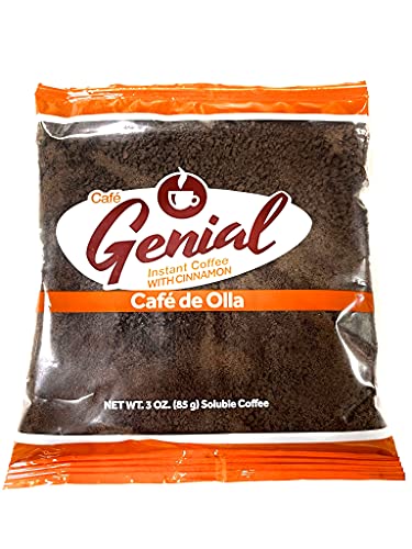 Cafe Genial Instant Coffee with Cinnamon, Cafe de Olla instant Coffee, Soluble Coffee (2 Pack)