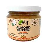 Osty Natural Almond butter, 100% Natural and Organic ingredients. Made with natural almonds and sweetened with agave syrup, 10 ounce Jar -Natural Almond Butter