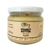 Osty Classic Peanut butter 100% Natural and Organic ingredients. Made with natural almonds and sweetened with agave syrup, 10 ounce Jar. - Classic Peanut Butter