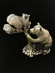 Silver Plated Mother and Baby Bear Sculpture Figurine