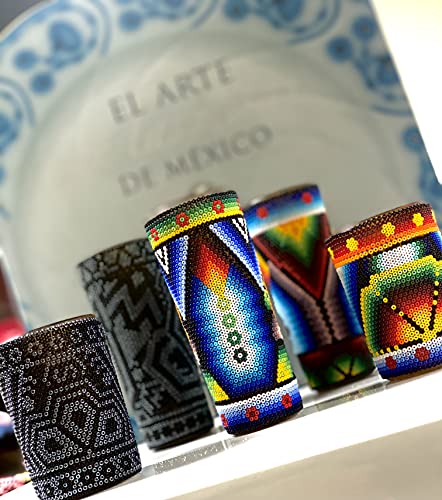 Black Handmade Tequila - Mezcal Shot, Huichol Art.