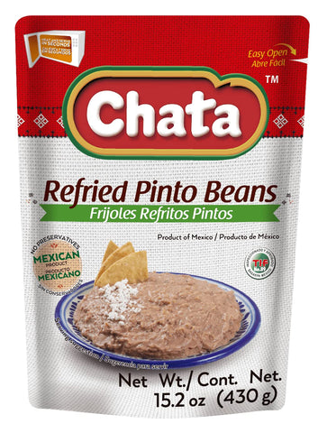 Chata Refried Beans | Practical + Delicious | Ready-to-Eat | No Preservatives | 15.2 Ounce (Pack of 1)