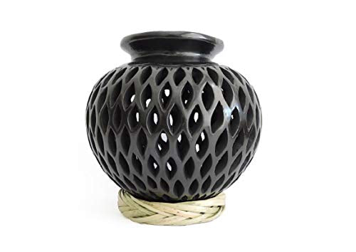 Load image into Gallery viewer, Handmade Mexican Clay Decor Vase/Pot , Perfect for Home Decor, Flowers ( Straw Base not Included) (Vertical Rhomb, 6.6inx6.2in)
