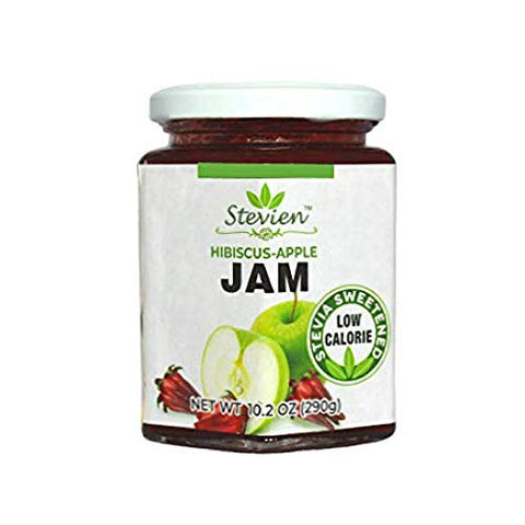 Stevien Sweet Apple Hibiscus Jam No Added Sugar - Keto and Diabetic Friendly, Vegan, Gluten Free, Made with Real Fruit - Sweetened with Organic Stevia