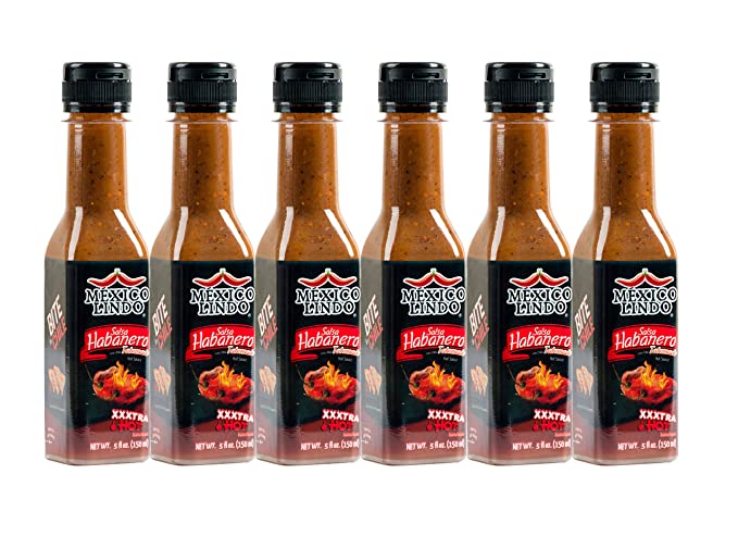 Load image into Gallery viewer, Mexico Lindo Habanero Hot Sauce Xxxtra Hot | 83,200 Scoville Level | Mix of Habanero, Tatemados &amp; Spices | Perfect for Quesadillas, Soups &amp; Nachos | 5 Fl Oz Bottles
