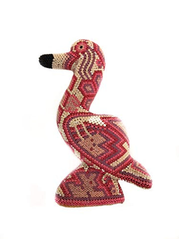 Flamingo - Handmade Huichol Animals Beaded Original Mexican Art