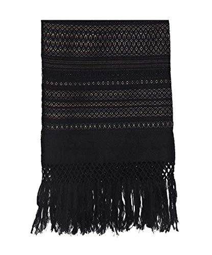 Load image into Gallery viewer, Tuux Mexikoo Handmade Black and Multicolored Pashmina made by Mexicans craftsmen
