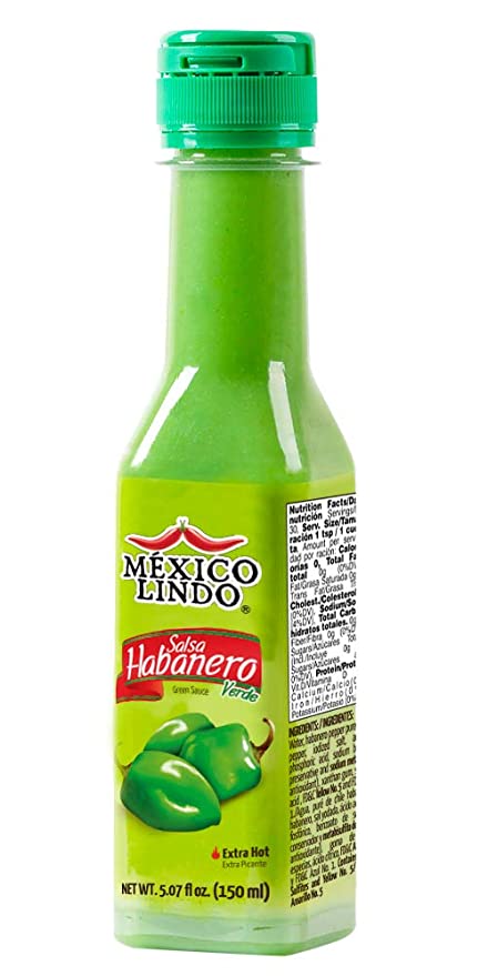 Load image into Gallery viewer, Mexico Lindo Green Habanero Hot Sauce | Real Green Habanero Chili Pepper | Enjoy with Mexican Food, Seafood &amp; Pasta | 5 Fl Oz Bottles
