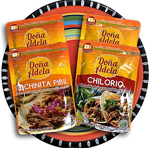 Load image into Gallery viewer, Doña Adela Cochinita Pibil and Chilorio tasting pack ,Pack of 4 , 2 of each flavor , Ready to Eat, Mexican Food
