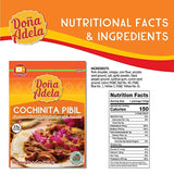 Doña Adela Ready to Eat, Mexican Food, no preservatives, no need to refrigerate (Cochinita 4 pack)