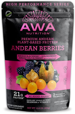 AWA Nutrition Premium Andean Plant-Based Protein Powder | Andean Berries: Andean Blackberry +Goldenberry + Wild Andean Blueberry | Gluten-Soy-Dairy Free | KETO & Vegan | Made with Ancestral Superfoods