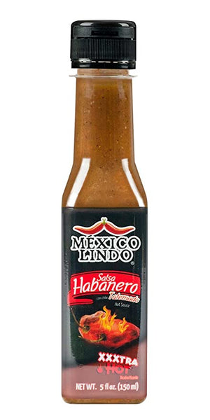 Mexico Lindo Habanero Hot Sauce Xxxtra Hot | 83,200 Scoville Level | Mix of Habanero, Tatemados & Spices | Perfect for Quesadillas, Soups & Nachos | 5 Fl Oz Bottles