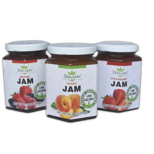 Load image into Gallery viewer, Stevien Jam No Added Sugar - Sweet Strawberry, Peach, and Mixed Berry - 3 Jars
