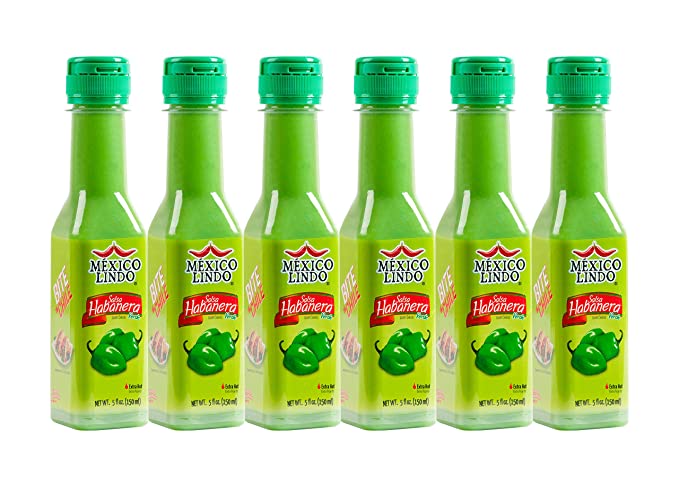 Load image into Gallery viewer, Mexico Lindo Green Habanero Hot Sauce | Real Green Habanero Chili Pepper | Enjoy with Mexican Food, Seafood &amp; Pasta | 5 Fl Oz Bottles
